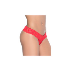 String ouvert brésilien rouge en dentelle 